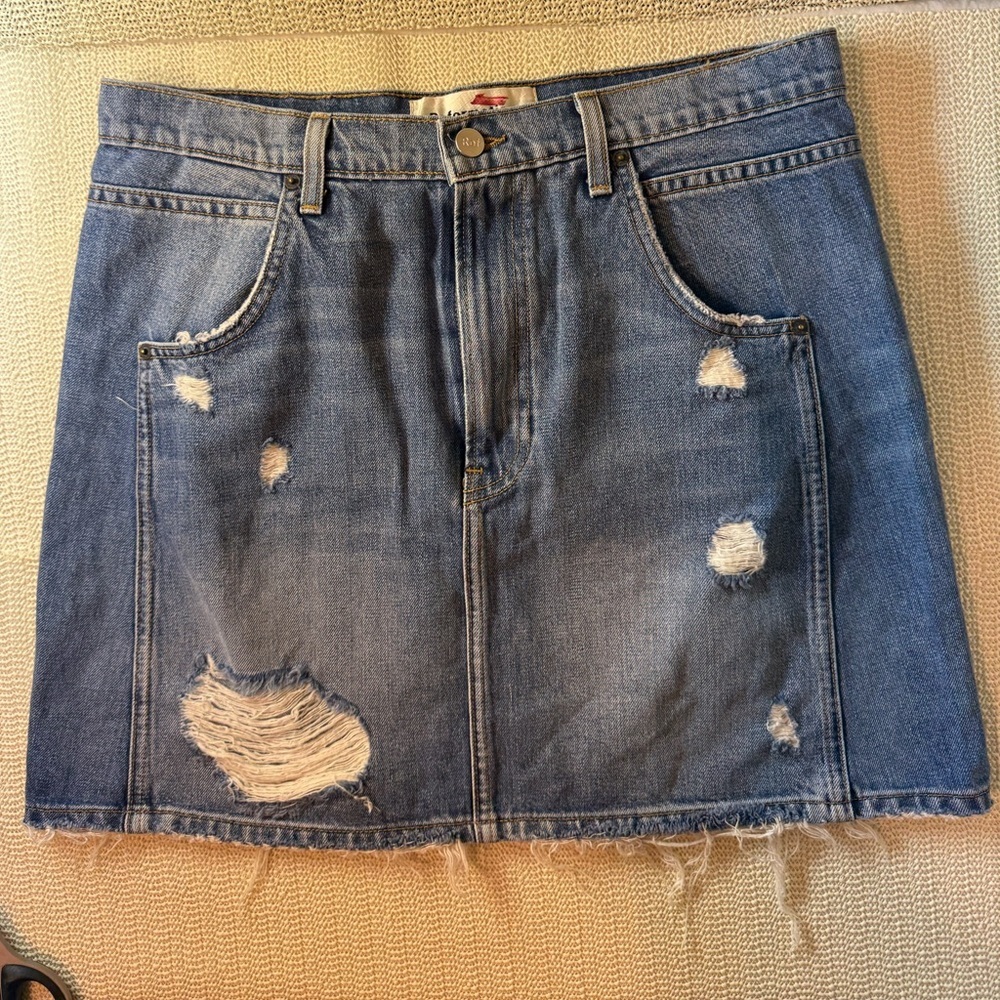 Reformation Blue Distressed Women's Jean Skirt Size 30